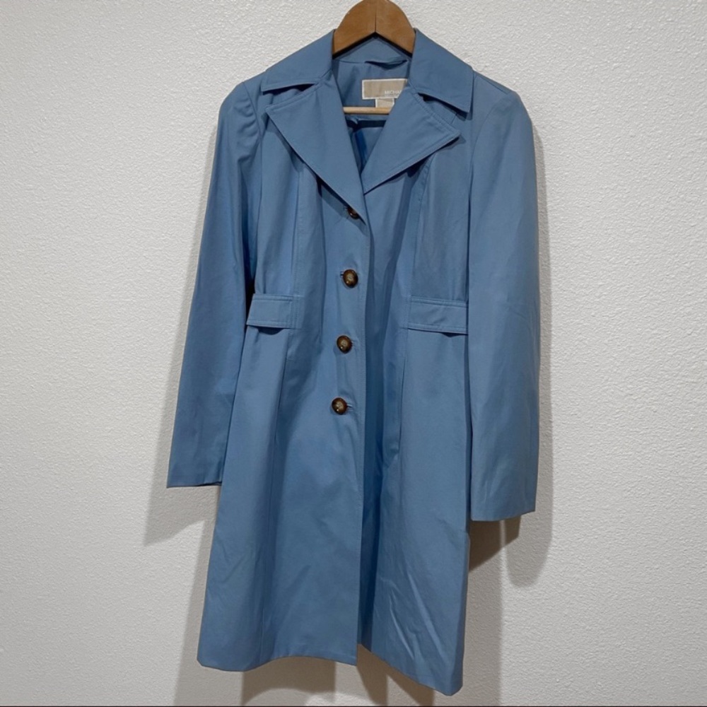 michael kors blue button down trench pea coat jacket overcoat outerwear